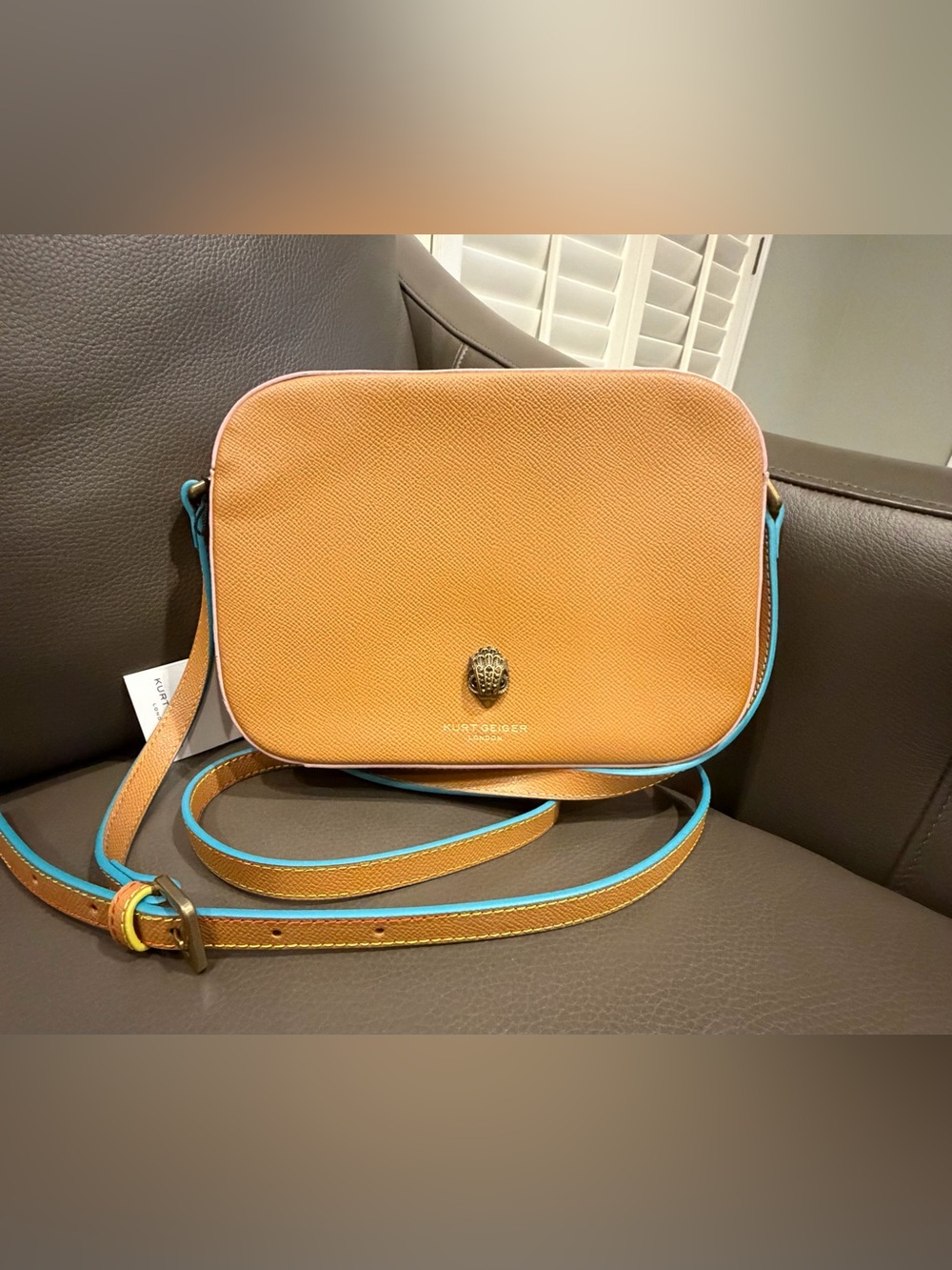 Kurt Geiger Richmond Leather‎ Rainbow Stitch Camera Crossbody Bag NWT